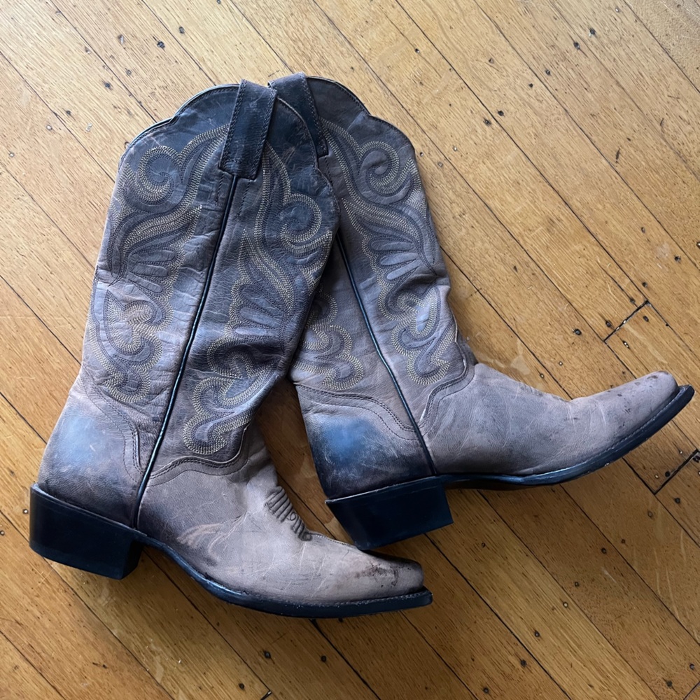 Brown Leather Cowboy Boots J.B. Dillon